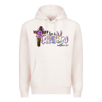 Pale Pink easter he is risen matthew 28 6 Premium Hoodie - Jasminsmagicworld