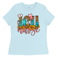 Baby Blue Western ICU Intensive Care Unit Nurse Ladies Tee - FaDigitalArtStudio