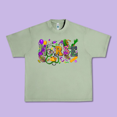 Nurse Mardi Gras Urban Heavy Tee Designed By Fadigitalartstudio