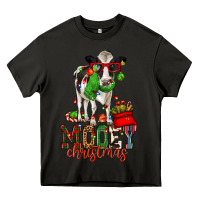 Asphalt mooey christmas holstein cow Heavy Core Tee - CowGirlArtShop