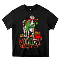 Black mooey christmas holstein cow Heavy Core Tee - CowGirlArtShop