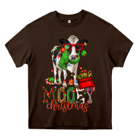 Chocolate Brown mooey christmas holstein cow Heavy Core Tee - CowGirlArtShop