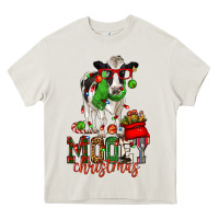 Cream mooey christmas holstein cow Heavy Core Tee - CowGirlArtShop
