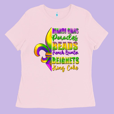 Mardi Gras Parades Beads Ladies Tee Designed By Fadigitalartstudio