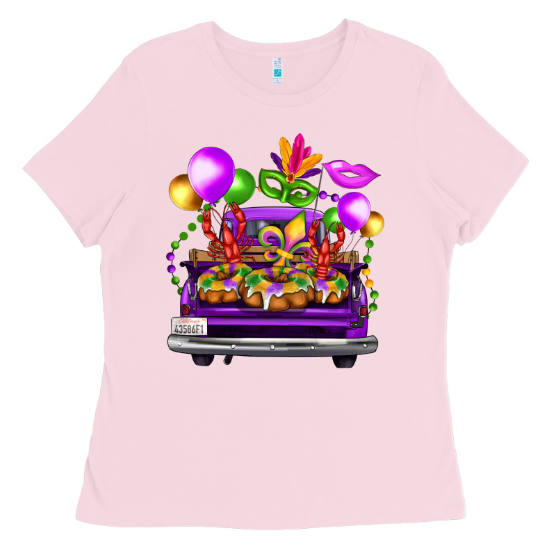 Mardi Gras Farm Truck Back View Ladies Tee by FaDigitalArtStudio | Teevron