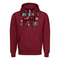Burgundy christmas spirit activate Zipper Hoodie - JahusDesignShop