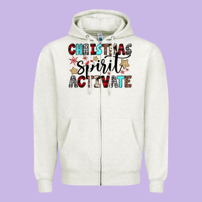 Christmas Spirit Activate Zipper Hoodie Designed By Jahusdesignshop