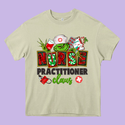 Nurse Practitioner Claus Heavy Core Tee Designed By Cowgirlartshop