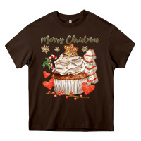 Chocolate Brown merry christmas cupcake Heavy Core Tee - CowGirlArtShop
