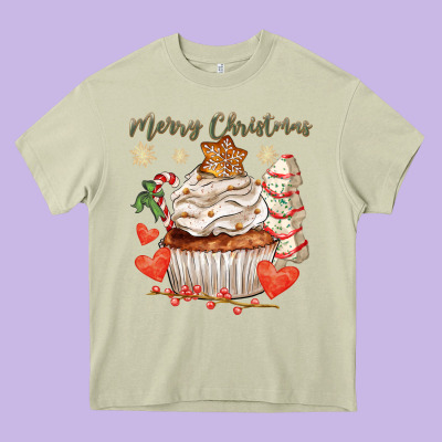 Merry Christmas Cupcake Heavy Core Tee Designed By Cowgirlartshop