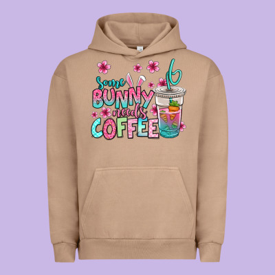 Some Bunny Needs Coffee Easter Urban Hoodie Designed By Jasminsmagicworld