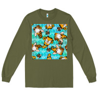 Army Green honey bee gnomes seamless pattern Long Sleeve Tee - BundleAndBundleShop