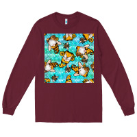 Burgundy honey bee gnomes seamless pattern Long Sleeve Tee - BundleAndBundleShop