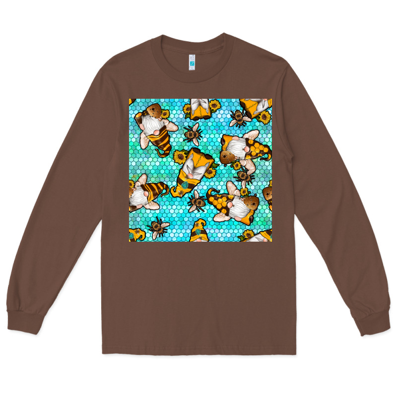 Honey Bee Gnomes Seamless Pattern Long Sleeve Tee by BundleAndBundleShop | Teevron