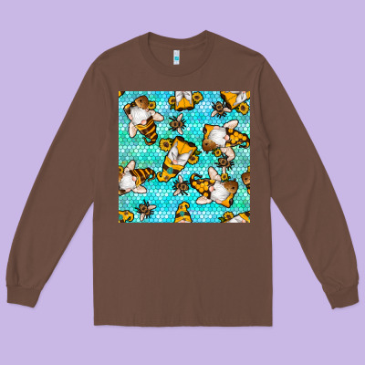 Honey Bee Gnomes Seamless Pattern Long Sleeve Tee Designed By Bundleandbundleshop
