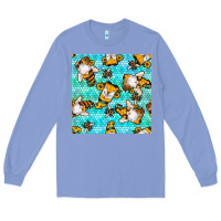 Colony Blue honey bee gnomes seamless pattern Long Sleeve Tee - BundleAndBundleShop