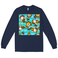 Navy honey bee gnomes seamless pattern Long Sleeve Tee - BundleAndBundleShop
