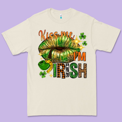 St. Patrick's Kiss Me I'm Irish With Lip Premium Tee Designed By Howdyjamesfarm