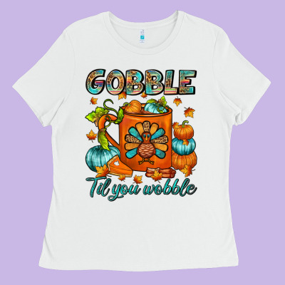 Gobble Til You Wobble Coffee Mug Ladies Tee Designed By Fadigitalartstudio