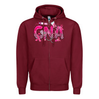 Burgundy breast cancer cna certified nursing assistant Zipper Hoodie - JahusDesignShop