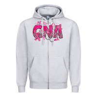 Heather Grey breast cancer cna certified nursing assistant Zipper Hoodie - JahusDesignShop