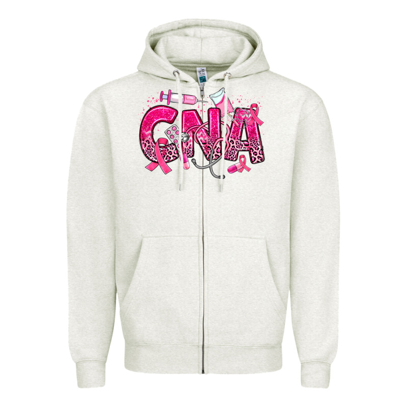 Breast Cancer Cna Certified Nursing Assistant Zipper Hoodie by JahusDesignShop | Teevron