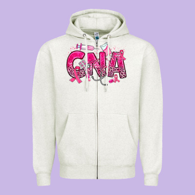 Breast Cancer Cna Certified Nursing Assistant Zipper Hoodie Designed By Jahusdesignshop