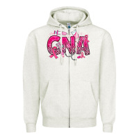 Oatmeal Heather breast cancer cna certified nursing assistant Zipper Hoodie - JahusDesignShop