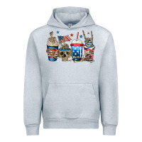 Heather Grey 4th of july skeleton coffee cups Urban Hoodie - Jasminsmagicworld