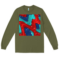 Army Green american flag stripes seamless pattern Long Sleeve Tee - BundleAndBundleShop