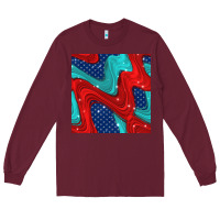 Burgundy american flag stripes seamless pattern Long Sleeve Tee - BundleAndBundleShop