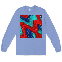 Colony Blue american flag stripes seamless pattern Long Sleeve Tee - BundleAndBundleShop