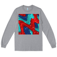 Heather Grey american flag stripes seamless pattern Long Sleeve Tee - BundleAndBundleShop