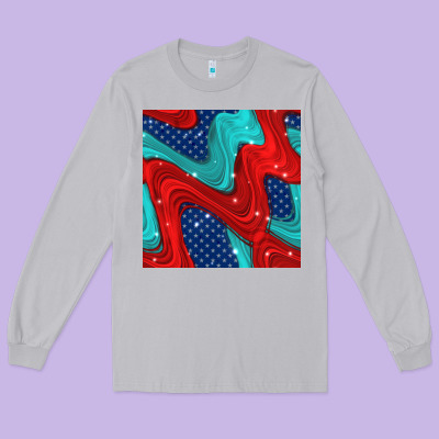 American Flag Stripes Seamless Pattern Long Sleeve Tee Designed By Bundleandbundleshop