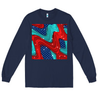 Navy american flag stripes seamless pattern Long Sleeve Tee - BundleAndBundleShop