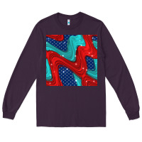 Plum american flag stripes seamless pattern Long Sleeve Tee - BundleAndBundleShop