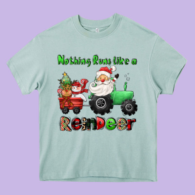 Nothing Runs Like A Reindeer Heavy Core Tee Designed By Cowgirlartshop