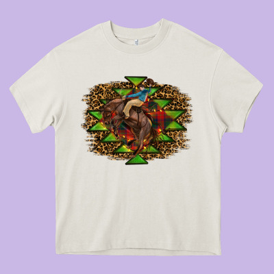 Western Christmas Rodeo Distressed Heavy Core Tee Designed By Ranaportraitstore