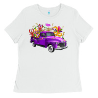 White Mardi Gras Truck King's Cake Ladies Tee - FaDigitalArtStudio