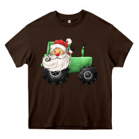 Chocolate Brown santa tractor Heavy Core Tee - CowGirlArtShop