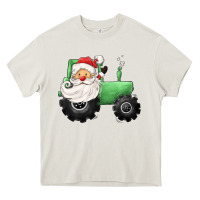 Cream santa tractor Heavy Core Tee - CowGirlArtShop