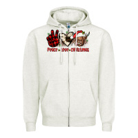 Oatmeal Heather peace love christmas Zipper Hoodie - JahusDesignShop