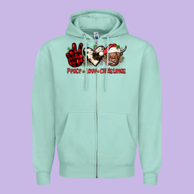 Peace Love Christmas Zipper Hoodie Designed By Jahusdesignshop