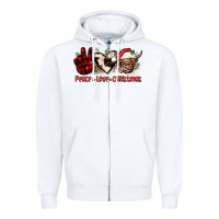 White peace love christmas Zipper Hoodie - JahusDesignShop