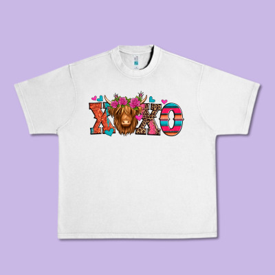 Xoxo Valentine's Day Highland Cow Urban Heavy Tee Designed By Jasminsmagicworld