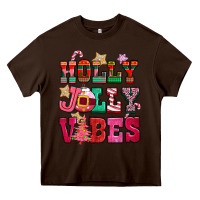 Chocolate Brown holly jolly vibes pink christmas Heavy Core Tee - CowGirlArtShop