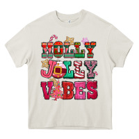 Cream holly jolly vibes pink christmas Heavy Core Tee - CowGirlArtShop