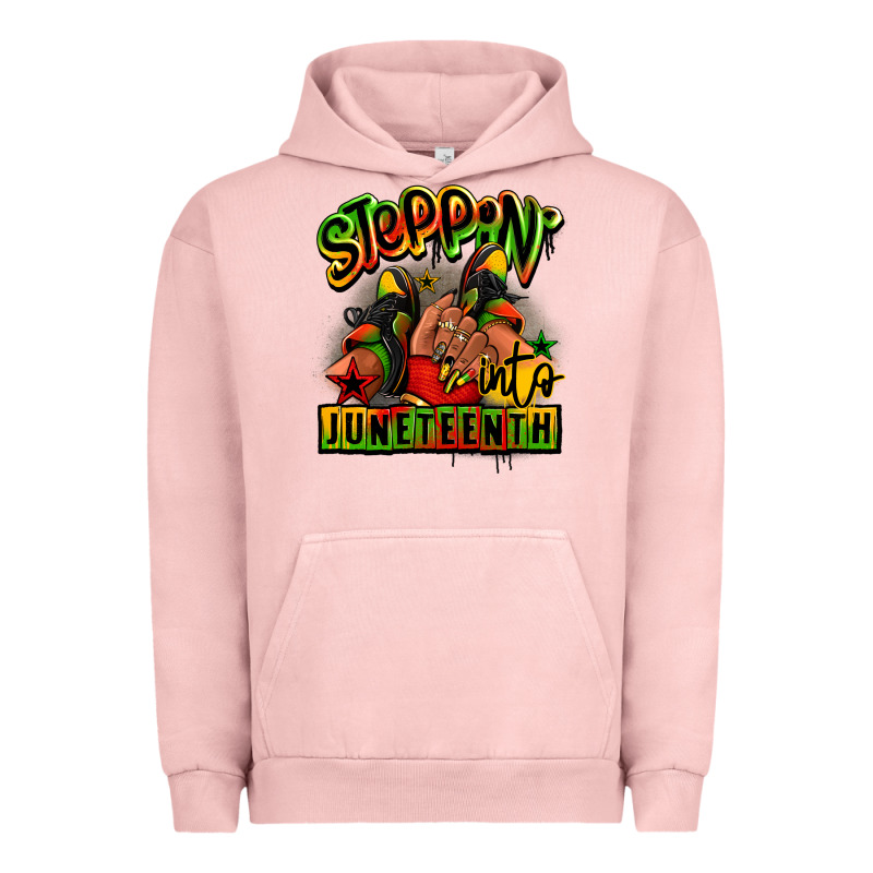 Steppin' Into Juneteenth Black Girl Sneakers Urban Hoodie by RanaPortraitStore | Teevron