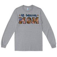 Heather Grey all american mom Long Sleeve Tee - BundleAndBundleShop
