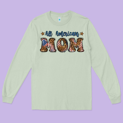 All American Mom Long Sleeve Tee Designed By Bundleandbundleshop